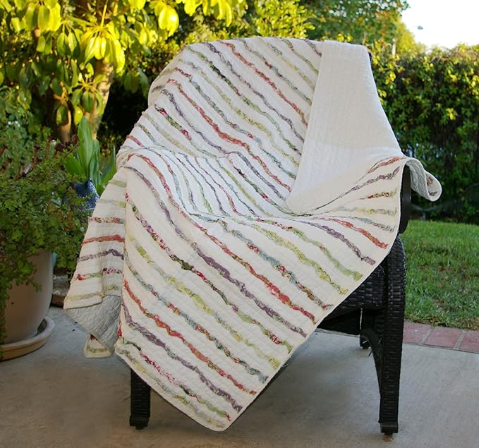 Greenland Home 100% Cotton Bella Ruffle Textured Throw Blanket, 50x60 in., Multi-Colored