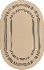 DEXI Jute Area Rug Natural Fiber 5x8 Oval, Woven Braided Durable Farmhouse Design Rugs for Living Room, Bedroom Dinning Room Office Outdoor Patio, Beige/Black