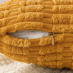 MIULEE Pack of 2 Corduroy Decorative Throw Pillow Covers 18x18 Inch Soft Boho Striped Pillow Covers Modern Farmhouse Home Decor for Summer Sofa Living Room Couch Bed Gold Yellow