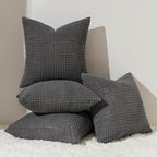 Topfinel Darkgrey Throw Pillow Covers 12x12 Inch Set of 4 Modern Farmhouse Home Decor Pillow Covers for Spring Sofa Living Room Couch Bed Soft Corduroy Textured Boho Striped Patchwork Cushion Cases
