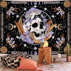 Aipon Purple Skeleton Tapestry Bedroom Skull Mushroom Tapestries Hippie Nature Plants Floral Flower Aesthetic Tapestry Wall Hanging for Living Room Dorm (Purple, 48'' × 36'')