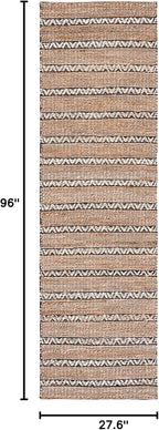 SAFAVIEH Natural Fiber Collection Runner Rug - 2'3" x 8', Black & Natural, Handmade Flat Weave Stripe Jute & Cotton Jute, Ideal for High Traffic Areas in Living Room, Bedroom (NFB655Z)