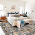 RUGSURE Washable Area Rugs - Perfect for Living Room, Bedroom, Kids Room, Nursery - Stain & Water Resistant Non-Slip, Pet & Child Friendly, Vintage Tribal Area Rugs (Turmeric and Grey, 9' x 12')