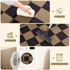 Vasofe 2x6 Runner Rug for Hallway, Washable Checkered Jute Rugs, Outdoor Indoor Patio Porch Balcony Bedroom Kitchen Laundry Geometric Mat, Non Slip Plaid Farmhouse Design Carpet, Black and Brown