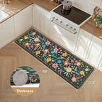 GENIMO Kitchen Mats for Floor, Cushioned Kitchen Rugs Non Slip Washable, Farmhouse Anti Fatigue Mat Waterproof, Comfort Standing Mat Rug for Office, Home, Sink, Laundry, Garage, 17.3"x59", Black