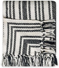 Chardin home - Black & Ivory Stockholm Stripe Cotton Throw Blanket - 50x60 | Farmhouse Large, Wearable, Breathable Throw | Boho Everyday Blanket for Couch, Bed, Sofa | Soft Lightweight Picnic Rug