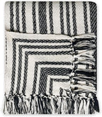 Chardin home - Black & Ivory Stockholm Stripe Cotton Throw Blanket - 50x60 | Farmhouse Large, Wearable, Breathable Throw | Boho Everyday Blanket for Couch, Bed, Sofa | Soft Lightweight Picnic Rug