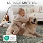 8x10 Vintage Washable Area Rug for Living Room,Low Pile Non Slip Carpet Non-Shedding Large Area Rug Soft Indoor Stain Resistant Rug Floral Print Mat for Bedroom Dining Room Green Floral