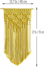 Winterdemoon Handmade Cotton Home Decor Macrame Wall Hanging Yellow