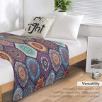 Boho Floral Throw Blanket Vintage Bohemian Flower Patterned Blanket for Sofa Bed Couch Chair Or Dorm 50"x60"