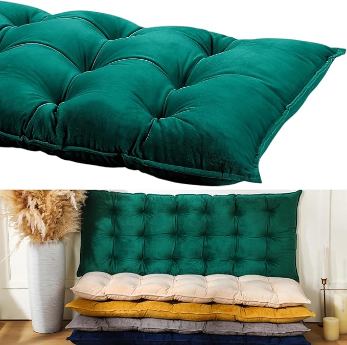 Bench Cushion for Indoor Furniture 42x16 in Velvet Thicken Indoor Window Seat Cushion, Soft Piano Sofa, Entryway Storage, Bay Window Tufted Patio Porch Swing Bench Pad Memory Foam(Green)