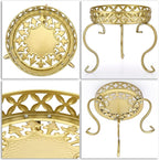 OwnMy Metal Round Plant Stand Indoor Outdoor Flower Pot Holder, Heavy Duty Iron Plant Stand Display Potted Rack for Home, Garden, Patio, Golden Color