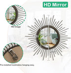 Large Sunburst Wall Mirror, Round Home Modern Metal Art Mirror for Bathroom Living Room Hallway Bedroom Balcony Farmhouse 24" x 24"