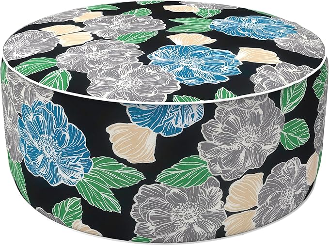 LVTXIII Inflatable Stool Ottoman Footrest with Handle, Decorative Fade-Resistant Foot Stool, Indoor or Outdoor Pouf for Home Garden and Camping Use, 21x21x9, Peony Garden