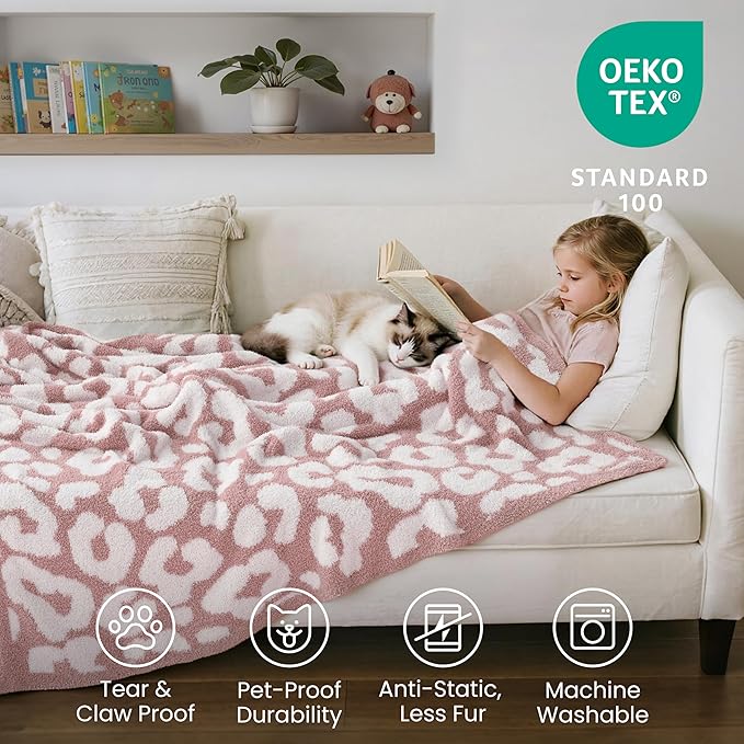 Joiedomi Throw Blanket for Couch Bed Sofa, Knitted Blankets Gifts for Women Mom Girls, Cozy Cute Soft Throw Home Room Decor Aesthetic for Women Mothers Birthday Gifts 50x60 Inches