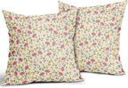 Green Pink Yellow Floral Pillow Covers 20x20 Set of 2 Vintage Rustic Old Style Cute Small Flower Print Decorative Outdoor Pillowcases Farmhouse Throw Cushion Case Decor for Couch Sofa Bed