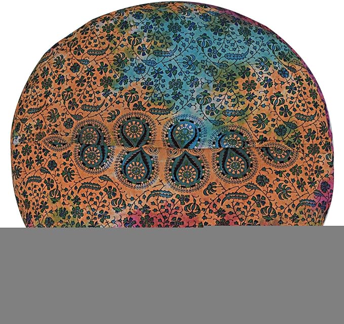 Indian Mandala Cotton Floor Pillow Cover Bed Room Dorm Decor Cushion Cover Beach Throw Decorative Ottoman Cover Boho Footstool Meditation Puffe Cases Pet Dog Bed Cover