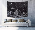 Zussun Black and White Tapestry Starry Night Mountain Tapestries for Bedroom Aesthetic Moon and Stars Tapastry's Wall Hanging Dark Nature Forest Wall Tapestry for Living Room Dorm (Dark, 80'' × 60'')