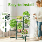 Metal Plant Stands Indoor Outdoor, 6 Tier Plant Stand Corner Plant Shelf, Folding Tall Plant Rack, Heavy Duty Iron Flower Display Holder Stand for Living Room Patio Porch Balcony - GreenFlower