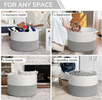 INDRESSME 115L Extra Large Blanket Basket, Soft Cotton Rope Storage Basket for Organizing, Home Decor, Toys, Laundry & Towels, Toy Storage Organizer for Living Room & Nursery, Light Grey