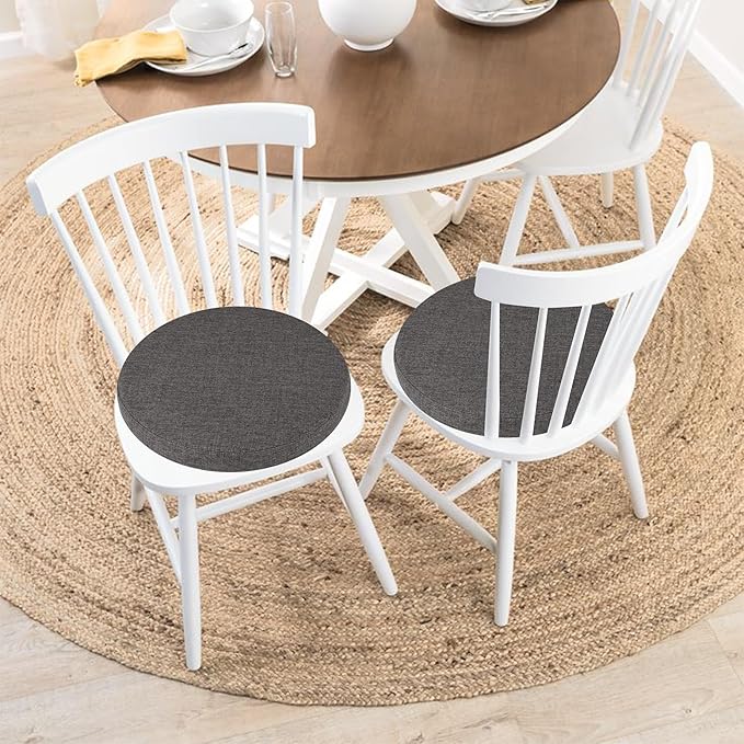 Tromlycs 14 Inch Round Bar Stool Cushion Non-Slip Foam Seat Pad Removable Cover for Circle Chairs (14x14 Inches, Gray)