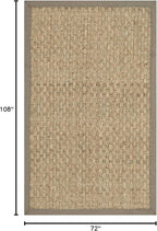 SAFAVIEH Area Rug 6x9 - Natural Fiber Collection - Natural & Grey, Seagrass, Basketweave Pattern with Border (NF114P)