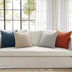 MIULEE Blue Orange Decorative Throw Pillow Covers for Couch Living Room 18x18 Inch Soft Pillow Cases Set of 4 Boho Striped Corduroy Farmhouse Cushion Covers Home Decor for Sofa Bed