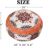 Unstuffed Pouf Cover Ottoman Footrest Bohemian Chenille Foot Stool Floor Bean Bag 20x8 Inches for Living Room Bedroom Home Decor (Orange, Round)
