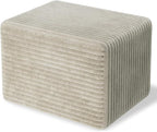 WLIVE Pouf Ottoman Foot Rest, Square Bean Bag Ottoman Coffee Table for Living Room, Greyish Beige