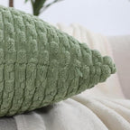 VAKADO Couch Sage Green Decorative Throw Pillow Covers 16x16 Set of 4 Spring Boho Corduroy Neutral Home Living Room Farmhouse Rustic Cushion Case Decor Square for Bed Sofa