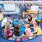 Tinideya 12 Pcs Kids Carpet Circle Seats for Class 16 Inch Round Classroom Rug Floor Cushions Soft First Day of School Educational Mat Non Slip Back to School Learning Playing Areas(Smile)