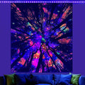 Blacklight Galaxy Forest Silhouette Tapestry for Bedroom Night Sky Ceiling Tapestry for Bedroom Decor Dark Forest Stars Tapestries Glow in the Dark Starry Night Tapestries UV Reactive Dorm Decor 51x59