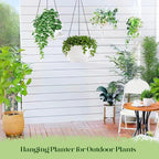 2 Pack 10 Inch Self Watering Hanging Planters for Indoor Plants, Large White Plastic Hanging Pots with Chains for Outdoor Patio Garden Home Decor (White)