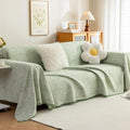 ROOMLIFE Green Sofa Cover, Vintage Boho Couch Cover for 3 Cushion Sofa, Soft Breathable Sofa Cover for Dog, Washable Furniture Sofa Protector Cover Blanket with Tassel for Living Room, 71 '' X 134''