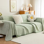 ROOMLIFE Green Sofa Cover, Vintage Boho Couch Cover for 3 Cushion Sofa, Soft Breathable Sofa Cover for Dog, Washable Furniture Sofa Protector Cover Blanket with Tassel for Living Room, 71 '' X 134''