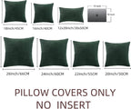 Fancy Homi Set of 2 Dark Green Lumbar Decorative Throw Pillow Covers 16x32 Inch for Living Room Couch Bed, Boho Farmhouse Forest Green Home Decor, Soft Corduroy Corss Patchwork Cushion Case
