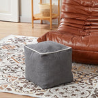 Louis Donné 45x45 Unstuffed Square Pouf Ottoman Cover Footstool for Storage Washable Small Bean Bag Cotton and Linen Fabric DIY Home Decorative Pets Friendly (Cover only)