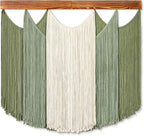 Dremisland Macrame Wall Hanging Dip-Dyed Large Boho Wall Decor Yarn Tapestry Handmade Sage Green Woven Tapestry Wall Art Decorations for Bedroom Living Room Nursery Apartment 31.5"x29.5"