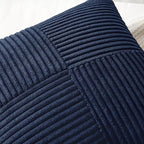 MIULEE Navy Blue Decorative Lumbar Throw Pillow Covers 12x20 Inch for Couch Bed Sofa Pack of 2 Boho Farmhouse Throw Pillows Soft Cross Corduroy Patchwork Textured Cushion Cases