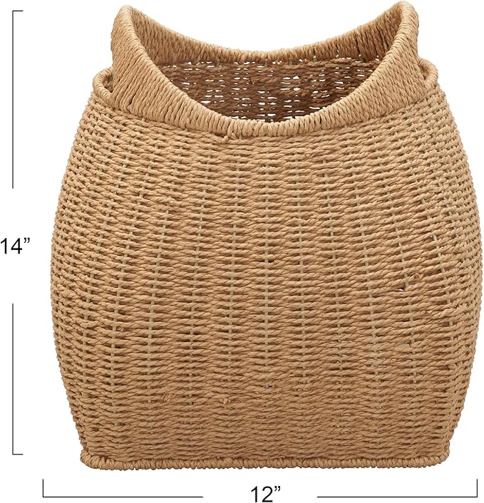 Household Essentials Paper Rope Basket with Handles, Natural