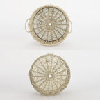 Round Seagrass Storage Basket with Handles - Handwoven Wicker Basket (12.01"Dx5.51"H)