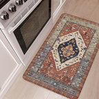 KIMODE Anti Fatigue Kitchen Mat, Boho Distressed Kitchen Rug 20"x32", Non Slip Waterproof Kitchen Floor Mat, Comfort Foam Mat for Kitchen Floor, Sink, Laundry, Office, Desk Red Floral