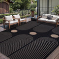 Tangsoo Rainbow Easy Jute Rug 6x9 Washable Area Rugs for Living Room,Farmhouse Non Slip Indoor Outdoor Carpet,Modern Black Office Mat for Backyard Dining Room Bedromm Sunroom Home Decor