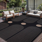 Tangsoo Rainbow Easy Jute Rug 6x9 Washable Area Rugs for Living Room,Farmhouse Non Slip Indoor Outdoor Carpet,Modern Black Office Mat for Backyard Dining Room Bedromm Sunroom Home Decor