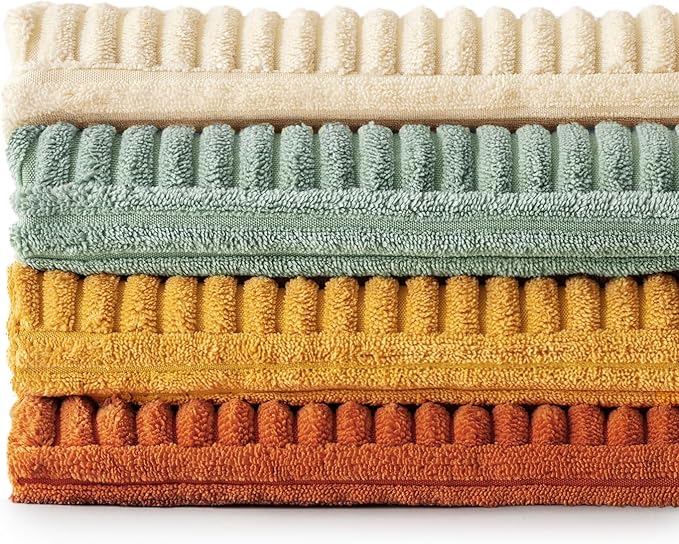MIULEE Teal-Orange Decorative Throw Pillow Covers 16x16 Inch Set of 4 Boho Corduroy Striped Cushion Cases Modern Farmhouse Patchwork Pillow Cases for Couch Sofa Bedroom Home Decor