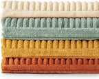 MIULEE Teal-Orange Decorative Throw Pillow Covers 20x20 Inch Set of 4 Boho Corduroy Striped Cushion Cases Modern Farmhouse Patchwork Pillow Cases for Couch Sofa Bedroom Home Decor