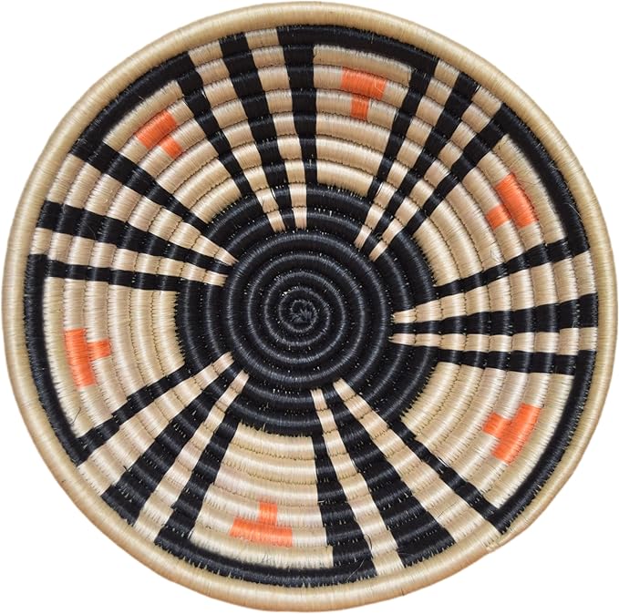 African Basket Rwanda - 8 Inches Diameter - Sisal, Sweetgrass Basket - Handmade From Africa, SRB107