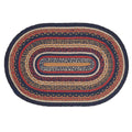 VHC Brands Stratton Primitive Jute Blue Striped Accent Rug Decor Oval w/ Floor Pad 20"x30" - size: 20x30