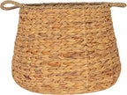 Household Essentials Round Handwoven Water Hyacinth and Seagrass Basket with Handles, Natural