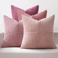 MIULEE Pink Spring Throw Pillow Covers 20x20 Inch Set of 4 Boho Farmhouse Cushion Cases Decorative Gradient Pillow Cases Corduroy Striped Home Decor for Couch Sofa Living Room Bed Valentine Decor
